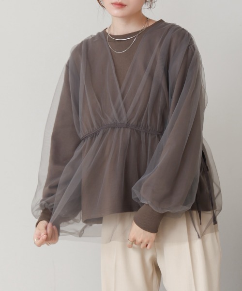 Bab（バブ）の「【大人気アイテム再販！】チュールレイヤードスウェット（スウェット・レディース・アイボリー/モカ/チャコールグレー・FREE）」の21枚目の写真