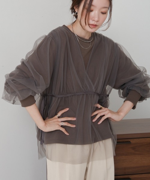 Bab（バブ）の「【大人気アイテム再販！】チュールレイヤードスウェット（スウェット・レディース・アイボリー/モカ/チャコールグレー・FREE）」の22枚目の写真