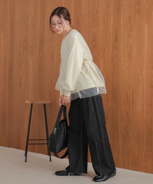 Bab（バブ）の「【大人気アイテム再販！】チュールレイヤードスウェット（スウェット・レディース・アイボリー/モカ/チャコールグレー・FREE）」の6枚目の写真