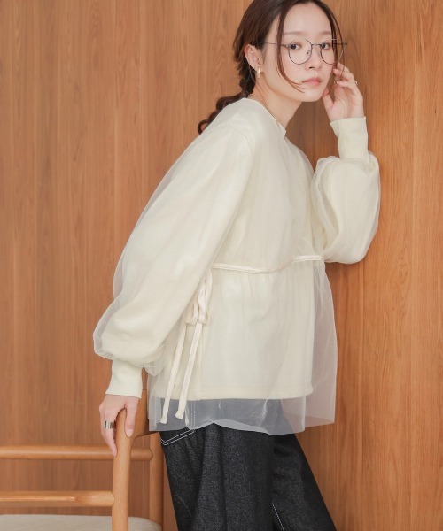 Bab（バブ）の「【大人気アイテム再販！】チュールレイヤードスウェット（スウェット・レディース・アイボリー/モカ/チャコールグレー・FREE）」の8枚目の写真