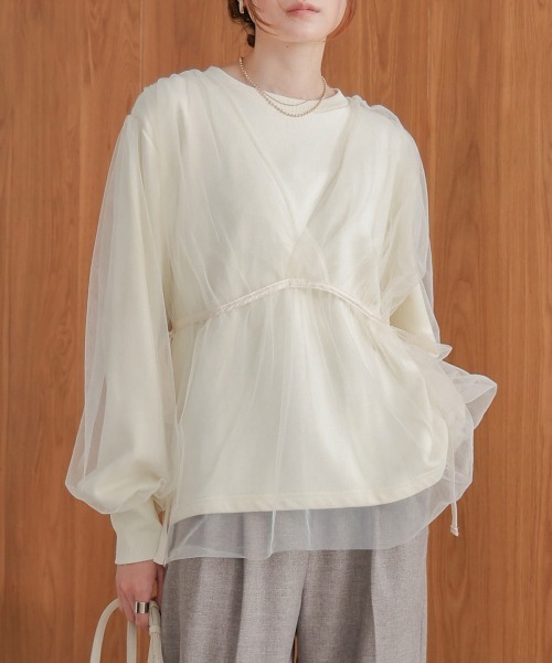 Bab（バブ）の「【大人気アイテム再販！】チュールレイヤードスウェット（スウェット・レディース・アイボリー/モカ/チャコールグレー・FREE）」の13枚目の写真