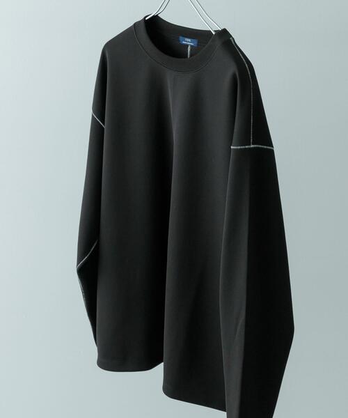 ITEMS URBANRESEARCH（アイテムズ アーバンリサーチ）の「ソフトダンボール カラーステッチ カットソー（Tシャツ/カットソー・メンズ・ブルー/アイボリー/ブラック・MEDIUM/LARGE）」の3枚目の写真