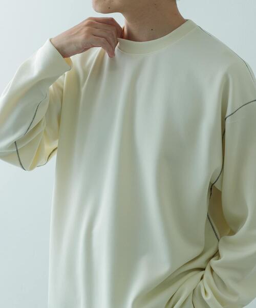 ITEMS URBANRESEARCH（アイテムズ アーバンリサーチ）の「ソフトダンボール カラーステッチ カットソー（Tシャツ/カットソー・メンズ・ブルー/アイボリー/ブラック・MEDIUM/LARGE）」の4枚目の写真