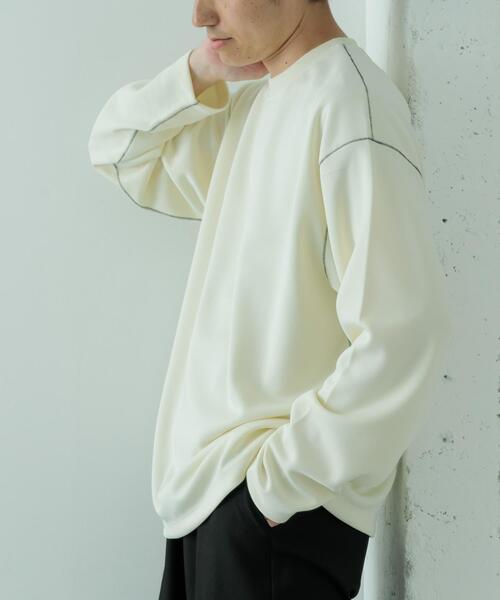 ITEMS URBANRESEARCH（アイテムズ アーバンリサーチ）の「ソフトダンボール カラーステッチ カットソー（Tシャツ/カットソー・メンズ・ブルー/アイボリー/ブラック・MEDIUM/LARGE）」の5枚目の写真