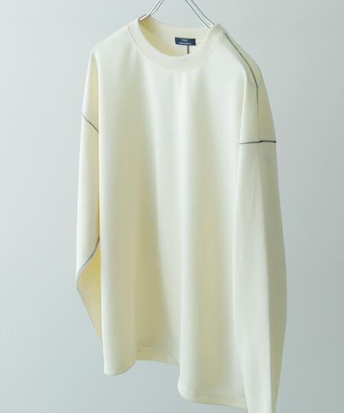 ITEMS URBANRESEARCH（アイテムズ アーバンリサーチ）の「ソフトダンボール カラーステッチ カットソー（Tシャツ/カットソー・メンズ・ブルー/アイボリー/ブラック・MEDIUM/LARGE）」の8枚目の写真