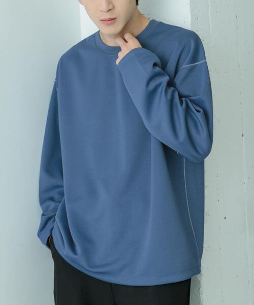 ITEMS URBANRESEARCH（アイテムズ アーバンリサーチ）の「ソフトダンボール カラーステッチ カットソー（Tシャツ/カットソー・メンズ・ブルー/アイボリー/ブラック・MEDIUM/LARGE）」の16枚目の写真