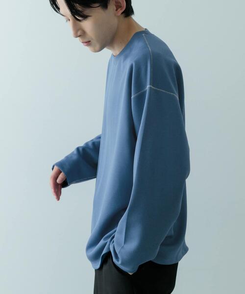 ITEMS URBANRESEARCH（アイテムズ アーバンリサーチ）の「ソフトダンボール カラーステッチ カットソー（Tシャツ/カットソー・メンズ・ブルー/アイボリー/ブラック・MEDIUM/LARGE）」の17枚目の写真