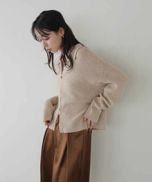 イタリア製 VALENTINO STUDIO アーガイル カシミア混 ポロニット ダブルジップポロニットカーディガン（ニット/セーター）｜LIAN