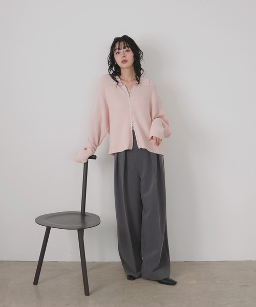 ダブルジップポロニットカーディガン（ニット/セーター）｜LIAN