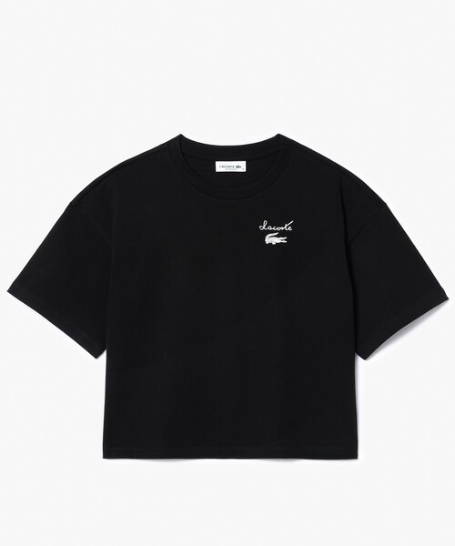 LACOSTE ヘビイーオンス コットン ワイド＆クロップドTシャツ　ラコステ セール】ヘビイーオンス コットン ワイド＆クロップドTシャツ（T