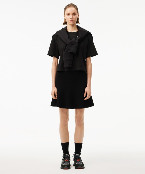 tシャツ ヘビイーオンス コットン ワイド＆クロップドTシャツ レディース LACOSTE tシャツ ヘビイーオンス コットン ワイド＆クロップドT