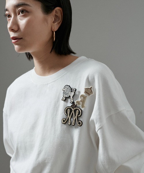 SALON adam et rope'（サロン アダム エ ロペ）の「【WEB限定】クロップド丈ハイウエスト裏毛プルオーバー/スウェット（Tシャツ/カットソー・レディース・チャコールグレー/グレー/オフホワイト・FREE）」の9枚目の写真