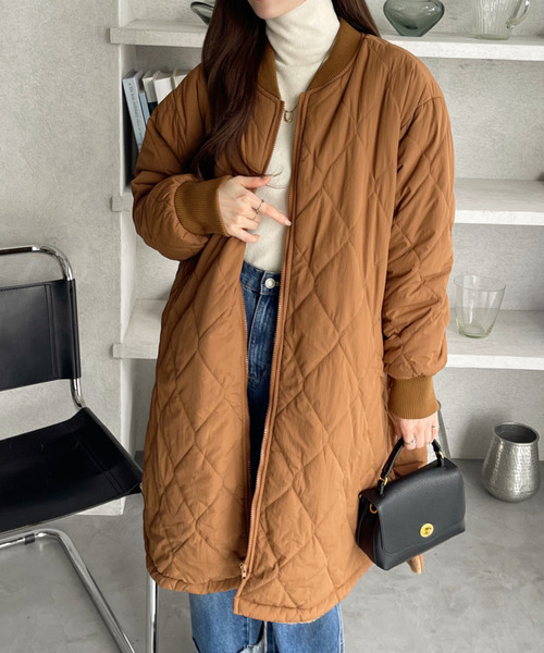 セール】【Eclat one】キルティング Aライン ミドル丈 中綿ダウン