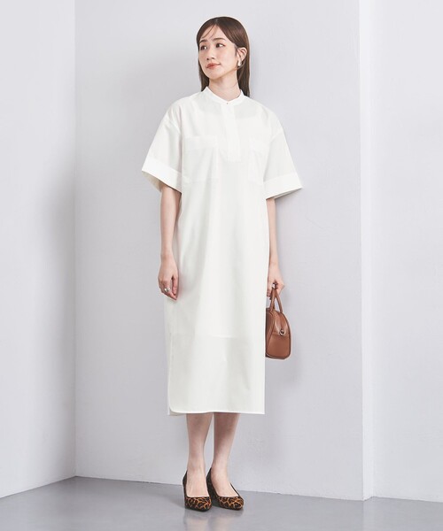 美品 ユナイテッドアローズ TOKYO 3,8万 バンドカラー シャツワンピース UNITED ARROWS（ユナイテッドアローズ）の「バンドカラー
