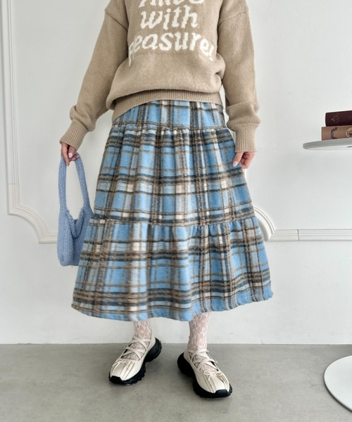 Loueme(ルエム)の「モッサチェックティアードスカート(スカート・レディース・レッド/ライトブルー/ネイビー・FREE)」の20枚目の写真