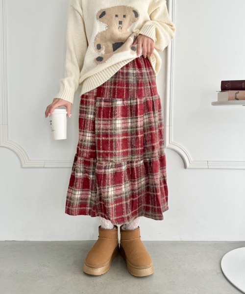 Loueme(ルエム)の「モッサチェックティアードスカート(スカート・レディース・レッド/ライトブルー/ネイビー・FREE)」の16枚目の写真