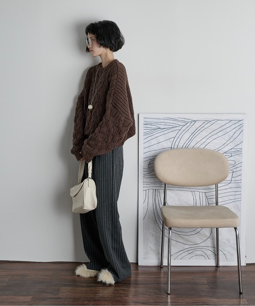 THE YOn（ザヨン）の「ケーブルクロップドニットプルオーバー（ニット/セーター・レディース・オレンジ/チャコール/アイボリー/ブラック/ブラウン/ライトグリーン・FREE）」の18枚目の写真