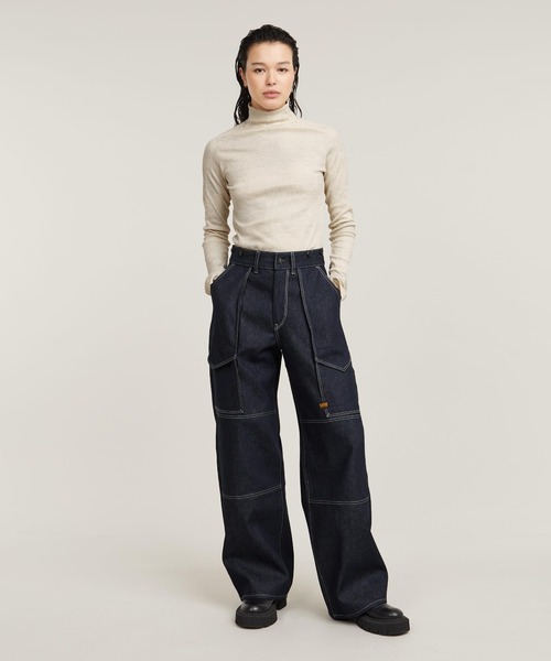 G-STAR(ジースター)の「COATED SLIM RIB MOCK TOP/スリムリブモックネックロングスリーブトップス(Tシャツ/カットソー・レディース・ホワイト系その他/ブラック系その他・X-SMALL/SMALL/MEDIUM)」の1枚目の写真