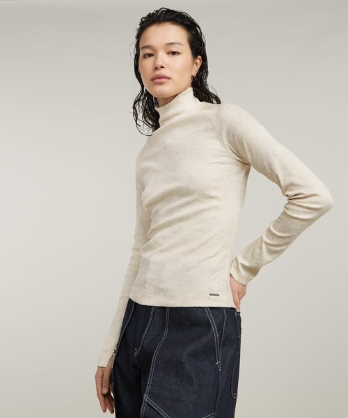 G-STAR(ジースター)の「COATED SLIM RIB MOCK TOP/スリムリブモックネックロングスリーブトップス(Tシャツ/カットソー・レディース・ホワイト系その他/ブラック系その他・X-SMALL/SMALL/MEDIUM)」の12枚目の写真