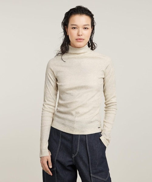 G-STAR(ジースター)の「COATED SLIM RIB MOCK TOP/スリムリブモックネックロングスリーブトップス(Tシャツ/カットソー・レディース・ホワイト系その他/ブラック系その他・X-SMALL/SMALL/MEDIUM)」の11枚目の写真