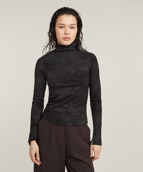 G-STAR(ジースター)の「COATED SLIM RIB MOCK TOP/スリムリブモックネックロングスリーブトップス(Tシャツ/カットソー・レディース・ホワイト系その他/ブラック系その他・X-SMALL/SMALL/MEDIUM)」の5枚目の写真