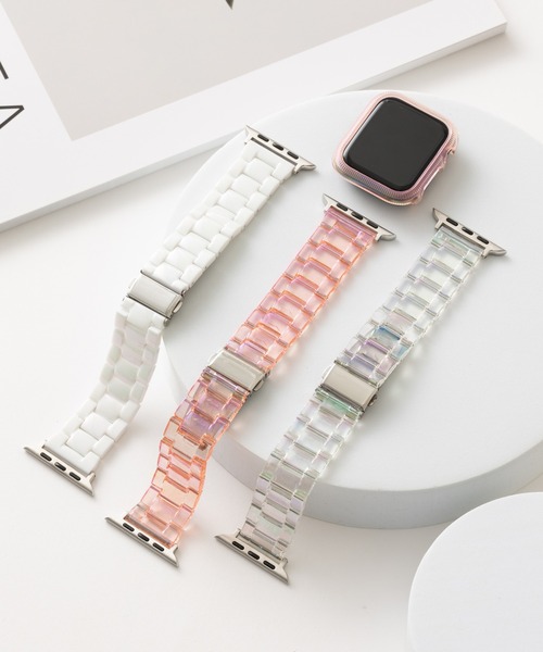 emonique(エモニーク)の「スマートウォッチバンド付きケース Apple Watch バンド【40/41/44/45/49mm対応】(デジタル腕時計・レディース・ピンク/ホワイト/クリア・40/44/49)」の5枚目の写真