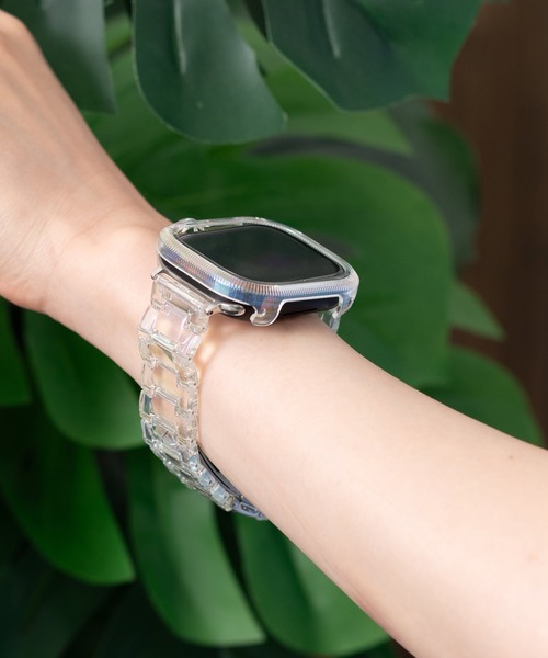 emonique(エモニーク)の「スマートウォッチバンド付きケース Apple Watch バンド【40/41/44/45/49mm対応】(デジタル腕時計・レディース・ピンク/ホワイト/クリア・40/44/49)」の4枚目の写真