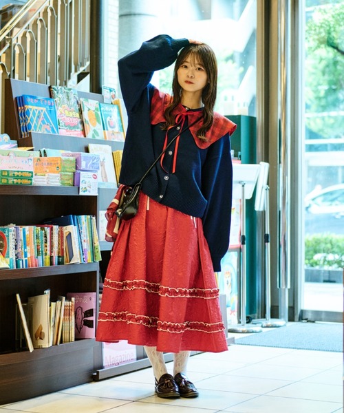 新品タグ付✨Rosy Monster fuwaly jacquard スカート AMBIDEX Store △〇氷dotジャカード スカート(F キナリ): FLAT