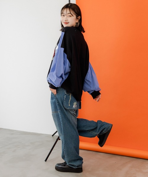 ScoLar Parity（スカラーパリティ）の「343106：どろぼうクマの刺繍デニムorツイルパンツ（デニムパンツ・メンズ・ブルー/ブラック・M）」の5枚目の写真