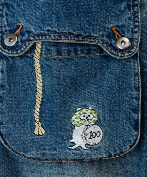 ScoLar Parity（スカラーパリティ）の「343106：どろぼうクマの刺繍デニムorツイルパンツ（デニムパンツ・メンズ・ブルー/ブラック・M）」の11枚目の写真