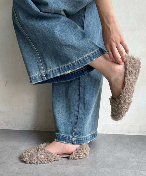 DouDou（ドゥドゥ）の「サイドオープンボアパンプス（バレエシューズ・レディース・ベージュ/ブラック・SMALL/LARGE/MEDIUM）」の10枚目の写真