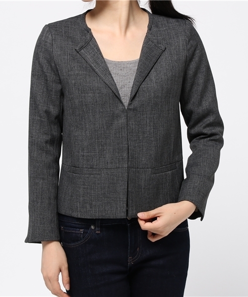 Sheta（シータ）の「ノーカラージャケット（その他アウター・レディース・グレー/ブラウン・FREE）」の2枚目の写真