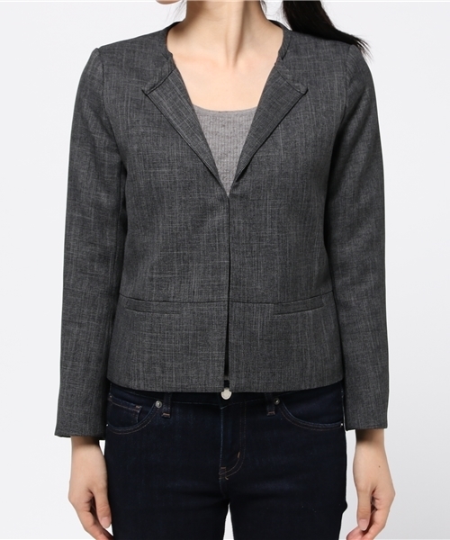 Sheta（シータ）の「ノーカラージャケット（その他アウター・レディース・グレー/ブラウン・FREE）」の3枚目の写真