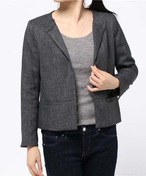 Sheta（シータ）の「ノーカラージャケット（その他アウター・レディース・グレー/ブラウン・FREE）」の5枚目の写真