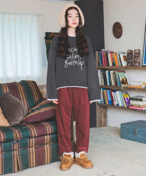 セール】カシミリーレタリングニットプルオーバー（ニット