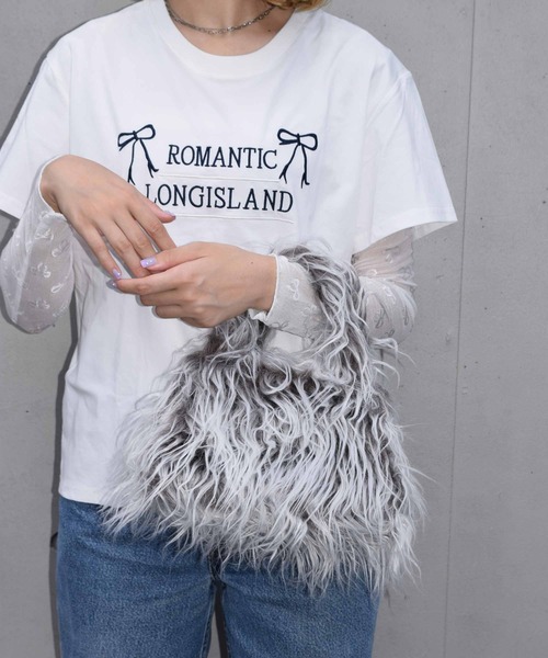 WEGO（ウィゴー）の「WEGO/長毛ファーハンドバッグ（ハンドバッグ・レディース・ブルー/オレンジ/ピンク/ダークブラウン・FREE）」の2枚目の写真