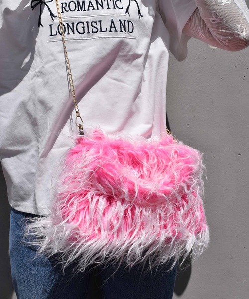 WEGO（ウィゴー）の「WEGO/長毛ファーハンドバッグ（ハンドバッグ・レディース・ブルー/オレンジ/ピンク/ダークブラウン・FREE）」の20枚目の写真