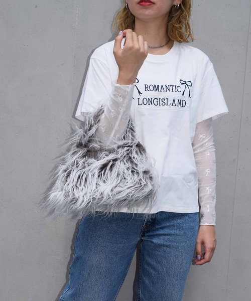 WEGO（ウィゴー）の「WEGO/長毛ファーハンドバッグ（ハンドバッグ・レディース・ブルー/オレンジ/ピンク/ダークブラウン・FREE）」の6枚目の写真