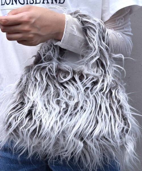 WEGO（ウィゴー）の「WEGO/長毛ファーハンドバッグ（ハンドバッグ・レディース・ブルー/オレンジ/ピンク/ダークブラウン・FREE）」の7枚目の写真