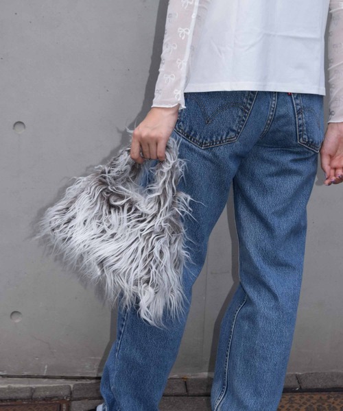 WEGO（ウィゴー）の「WEGO/長毛ファーハンドバッグ（ハンドバッグ・レディース・ブルー/オレンジ/ピンク/ダークブラウン・FREE）」の9枚目の写真