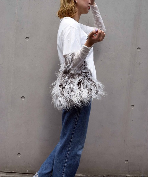 WEGO（ウィゴー）の「WEGO/長毛ファーハンドバッグ（ハンドバッグ・レディース・ブルー/オレンジ/ピンク/ダークブラウン・FREE）」の10枚目の写真