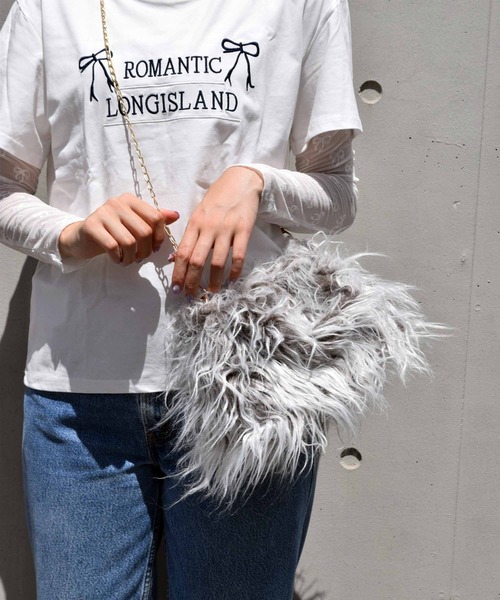 WEGO（ウィゴー）の「WEGO/長毛ファーハンドバッグ（ハンドバッグ・レディース・ブルー/オレンジ/ピンク/ダークブラウン・FREE）」の13枚目の写真