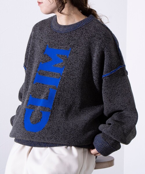 Franklin Climbing(フランクリンクライミング)の「【Franklin Climbing】CLIMロゴ クルーネック ニット ワンポイントロゴ(ニット/セーター・メンズ・オフホワイト/ネイビー/チャコールグレー・M/L)」の2枚目の写真