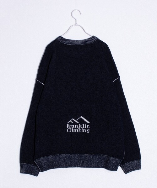 Franklin Climbing(フランクリンクライミング)の「【Franklin Climbing】CLIMロゴ クルーネック ニット ワンポイントロゴ(ニット/セーター・メンズ・オフホワイト/ネイビー/チャコールグレー・M/L)」の8枚目の写真