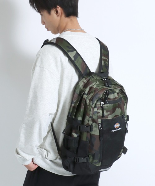Dickies（ディッキーズ）の「Dickies（ディッキーズ）ブランドロゴワンポイント メッシュポケットバックパック/リュックサック メンズ レディース ユニセックス（バックパック/リュック・メンズ・グリーン系カモフラージュ/ブラック/ベージュ/グレー・FREE）」の19枚目の写真