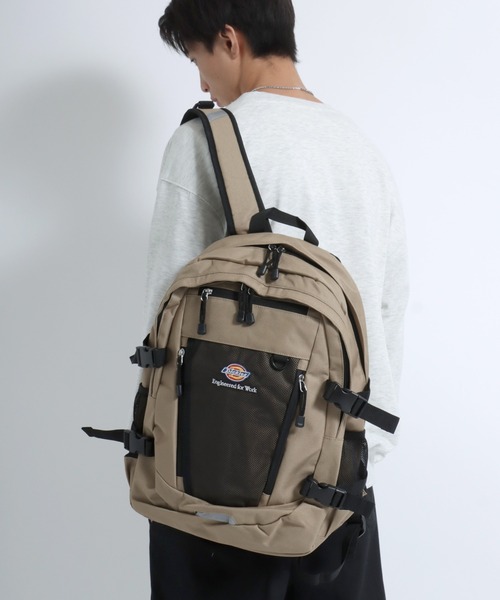 Dickies（ディッキーズ）の「Dickies（ディッキーズ）ブランドロゴワンポイント メッシュポケットバックパック/リュックサック メンズ レディース ユニセックス（バックパック/リュック・メンズ・グリーン系カモフラージュ/ブラック/ベージュ/グレー・FREE）」の16枚目の写真