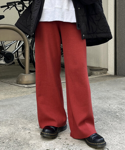 CPCM(シーピーシーエム)の「【マイナス3キロ見え!】リブニットイージーパンツ(その他パンツ・レディース・レッド/ブラウン/グリーン/アイボリー/ブラック/マスタード/グレー・SMALL/MEDIUM)」の7枚目の写真