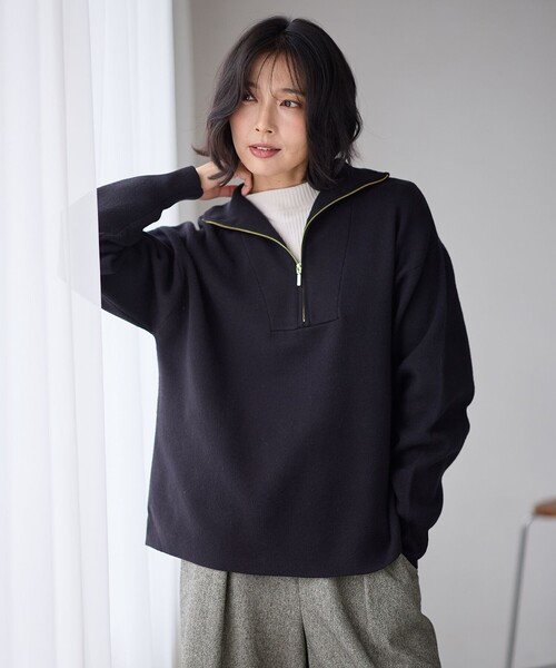 セール】スウェットライクハーフジップニット（ニット/セーター）｜ANY