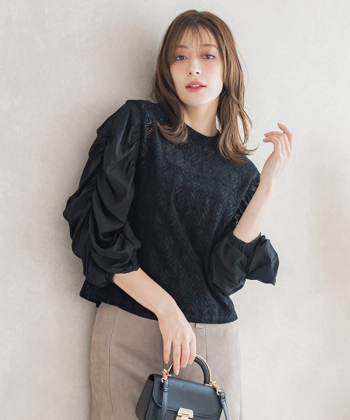 【セール】起毛カットレース七分袖カットソー≪手洗い可能≫（Tシャツ/カットソー）｜ketty（ケティ）