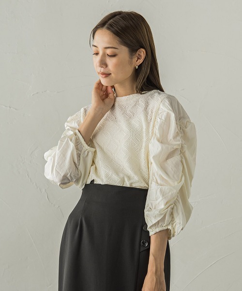 【セール】起毛カットレース七分袖カットソー≪手洗い可能≫（Tシャツ/カットソー）｜ketty（ケティ）